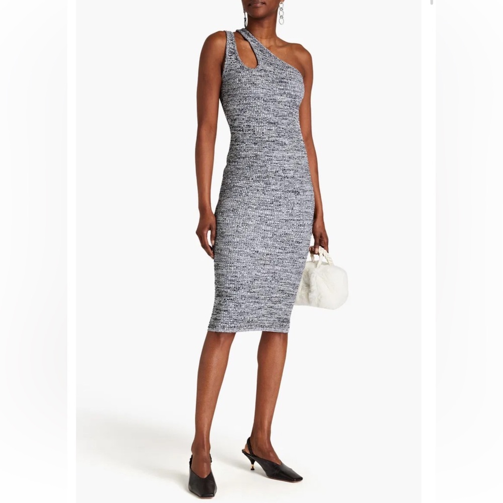 REMAIN BIRGER CHRISTENSEN Mila one-shoulder mélange ribbed-knit dress